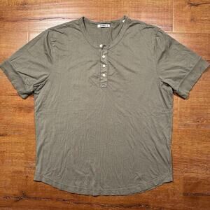Buck Mason Henley T Shirt Mens XL Gray Short Sleeve Retro Classic Nature Layer